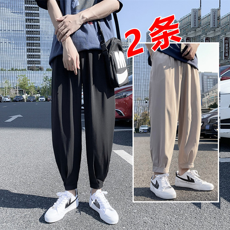 冰丝休闲裤男西裤宽松速干空调裤夏季超薄款九分裤K950P17K91P20图片