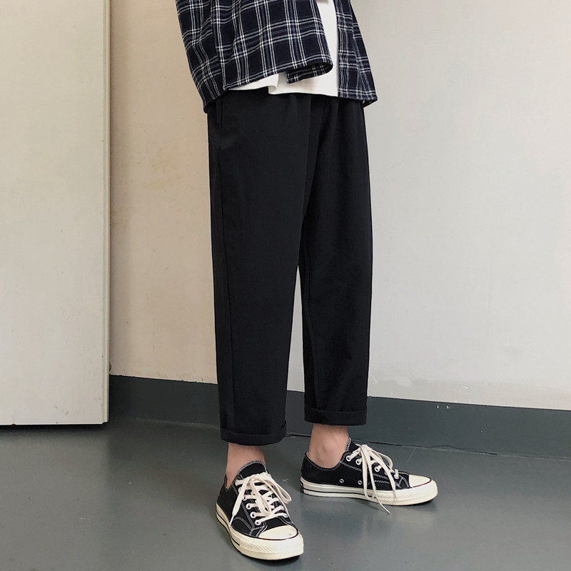 春装新款 潮流纯色简约宽松版直筒休闲裤九分裤男K171 K6047图片