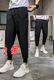 冰丝夏天裤子男超薄款夏季透气运动潮流夏装修身休闲裤K011+K022，男装休闲裤，四季星座303A