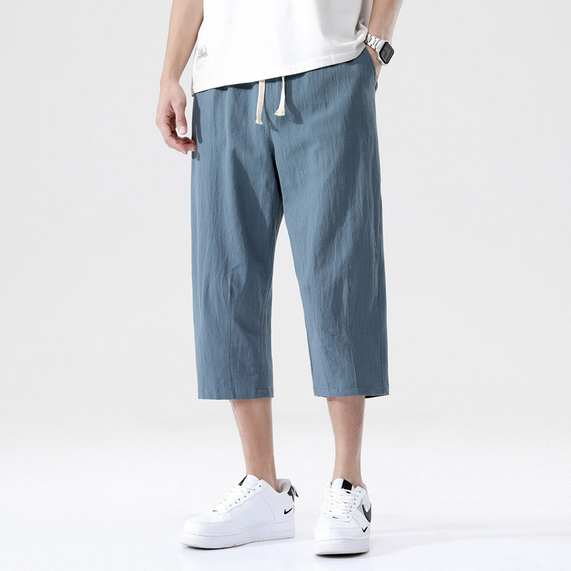 夏季休闲裤男百搭棉麻宽松亚麻裤韩版潮流七分裤八分直筒K821P20,男装牛仔裤,四季星座303A