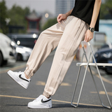 k800亚麻裤男夏季潮流冰丝棉麻裤男士九分透气宽松直筒休闲长裤子，男装休闲裤，四季星座303A