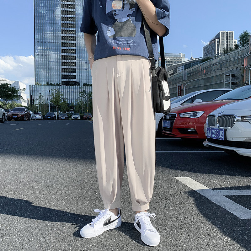 裤子男韩版潮流休闲宽松直筒阔腿裤春夏季薄款百搭哈伦九分裤K91,男装休闲裤,四季星座303A
