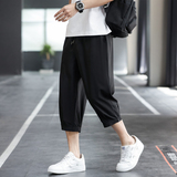 男夏季薄款冰丝休闲裤男士宽松直筒运动短裤胖子潮7分裤子K970P17，男装牛仔裤，四季星座303A