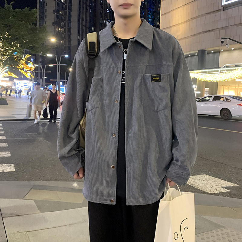 cityboy男秋冬季灯芯绒韩版工装衬衣宽松外套JK2022常规30加绒40，男装衬衫，四季星座303A