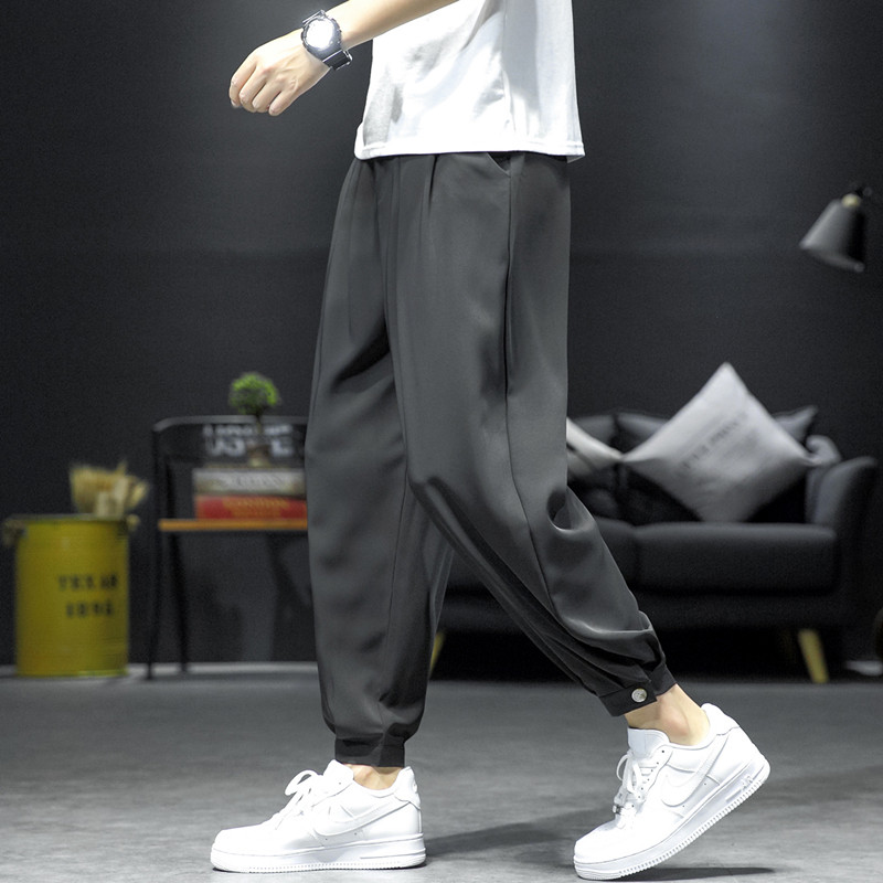 裤子男韩版潮流休闲宽松直筒阔腿裤春夏季薄款百搭哈伦九分裤K91，男装休闲裤，四季星座303A