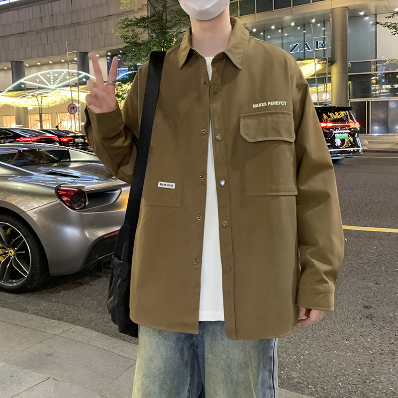 JK2025春秋男装外套夹克衫长袖衬衫工装衬衣日系秋装常规30加绒40图片