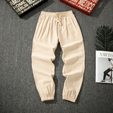 亚麻裤风宽松运动裤束脚棉麻裤大码男九分哈伦裤灯笼裤子K801，女装休闲裤，四季星座303A