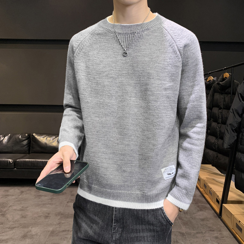 MY8002男毛衣秋冬季潮流针织衫青少年加绒加厚羊毛衫常规37加绒47,男装针织衫/毛衣,四季星座303A
