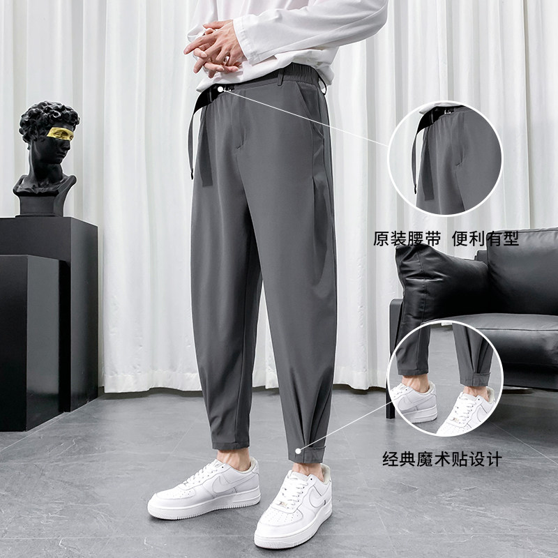 潮男装春夏休闲裤九分裤束脚裤社会精神小伙西裤子哈伦K449P25，男装西裤，四季星座303A