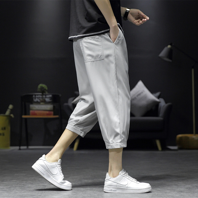 七分裤男士短裤夏季冰丝潮流直筒大码运动休闲八分中裤子K970P17,男装牛仔裤,四季星座303A