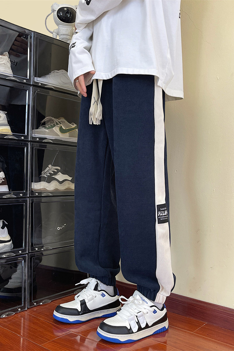 灯芯绒裤子冬加绒束脚宽松阔腿运动休闲长裤K2800常规30加绒40,男装休闲裤,四季星座303A