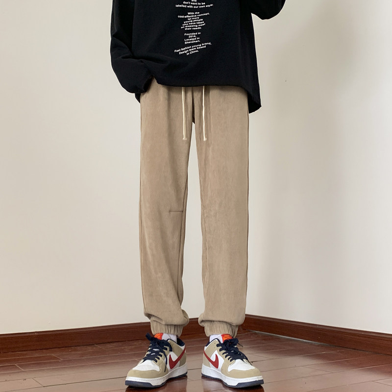 雪尼尔灯芯绒秋季卫裤束脚秋冬休闲加绒K39常规35元加绒45元,男装休闲裤,四季星座303A