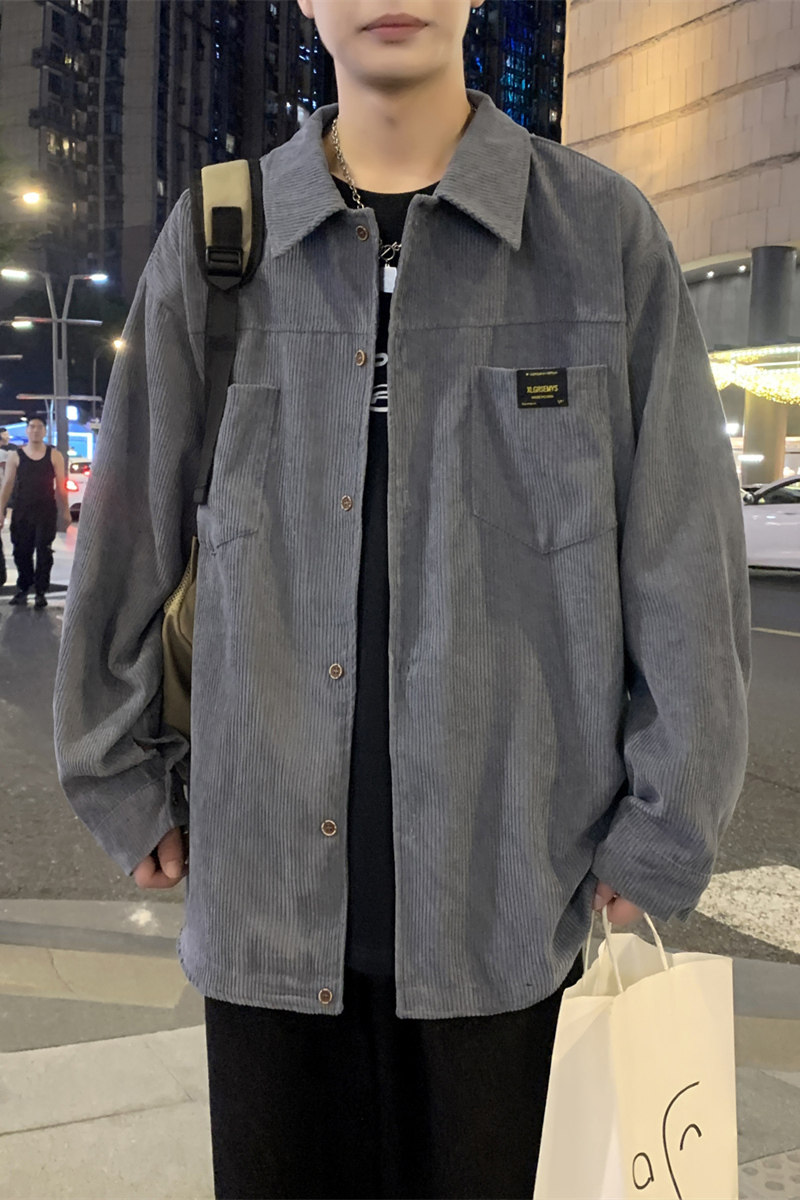 cityboy男秋冬季灯芯绒韩版工装衬衣宽松外套JK2022常规30加绒40,男装夹克,四季星座303A