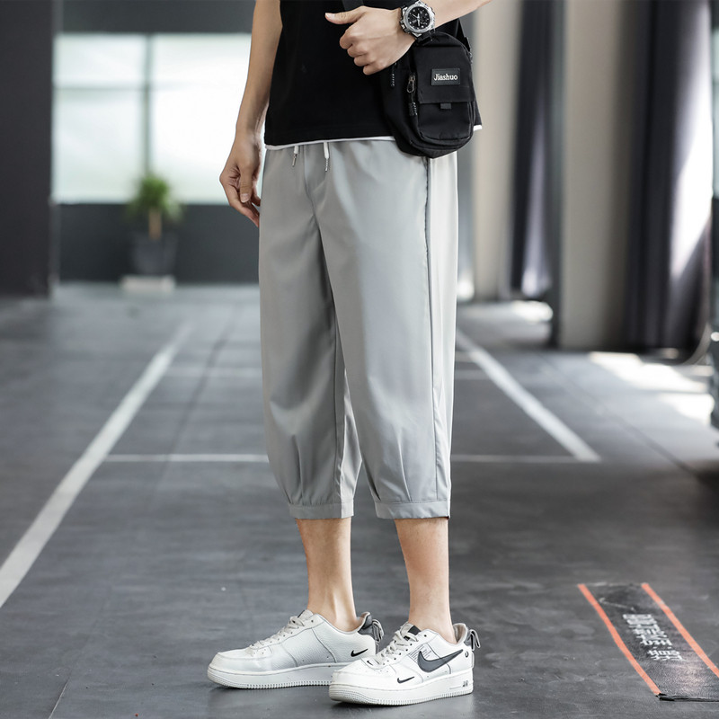 七分裤男士短裤夏季冰丝潮流直筒大码运动休闲八分中裤子K970P17，男装牛仔裤，四季星座303A