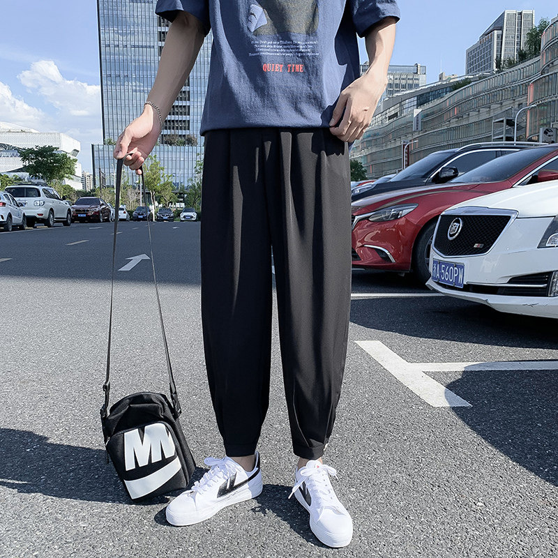 裤子男韩版潮流休闲宽松直筒阔腿裤春夏季薄款百搭哈伦九分裤K91,男装休闲裤,四季星座303A