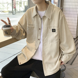 灯芯绒衬衫男秋冬加绒加厚宽松美式潮流外套JK2022常规30加绒40，男装衬衫，四季星座303A