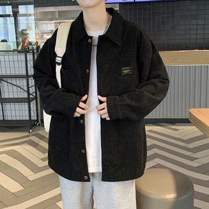 港风灯芯绒加厚长袖衬衫男春秋季大码衬衣外套休闲上衣服JK2022图片