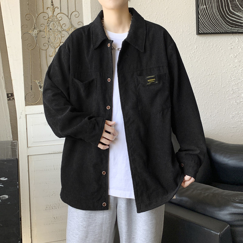 cityboy男秋冬季灯芯绒韩版工装衬衣宽松外套JK2022常规30加绒40,男装衬衫,四季星座303A
