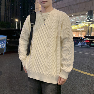 MY8267圆领针织毛衣男秋冬季宽松百搭打底衫休闲潮流常规37加绒47图片