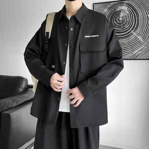 JK2025男士外套衬衫长袖衬衣春秋冬装夹克工装上衣服常规30加厚40图片