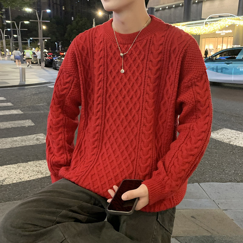 MY8267圆领毛衣男秋冬季纯色针织打底衫内搭加厚衣服常规37加绒47图片