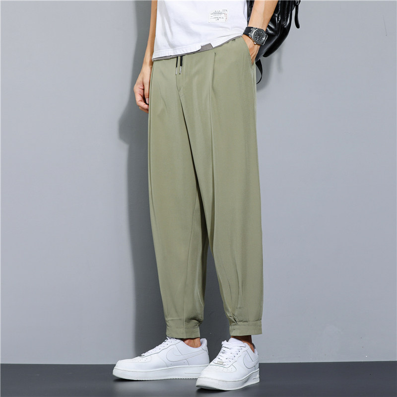 2025新款轻薄冰丝休闲裤裤子男学生运动直筒西装裤九分裤K950,男装西服套装,四季星座303A