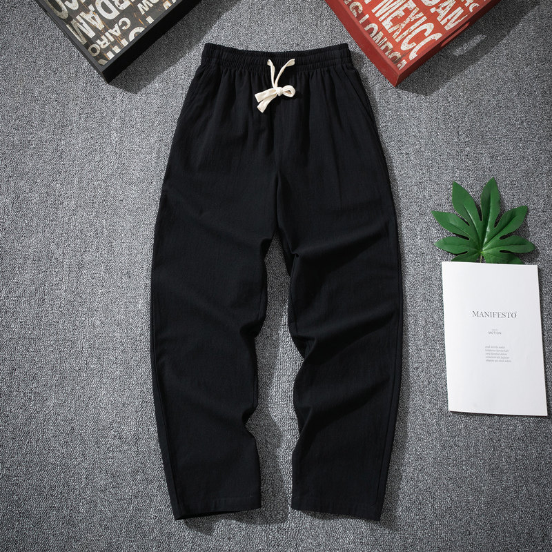 K200春秋新款棉麻休闲裤男修身百搭男裤工作干活男装宽松直筒裤,男装休闲裤,四季星座303A