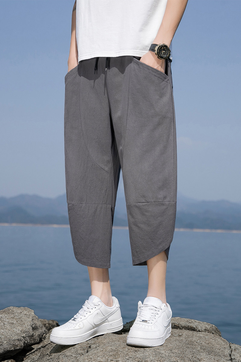 七分裤夏季薄款亚麻短裤宽松男裤子棉麻沙滩裤K88P23,男装牛仔裤,四季星座303A