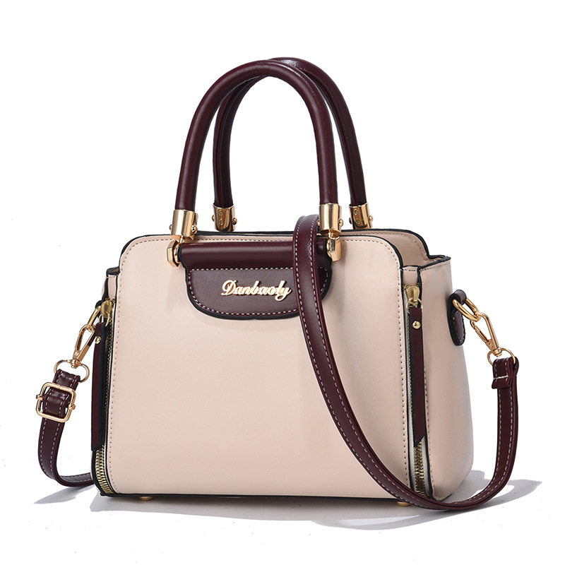 提包女2022新款时尚手提包大容量撞色单肩斜挎包耐磨质优简约轻便