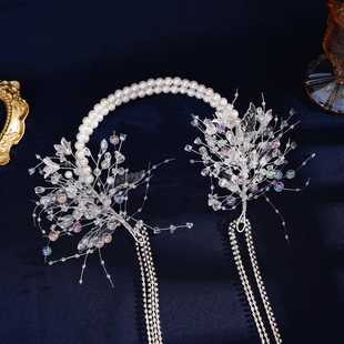 飘带花环珍珠发箍女款儿童2025新款公主发饰头箍丝带发捆皇冠头饰