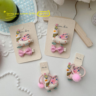 春季新款韩版儿童发夹可爱刺绣小鹅鸭夹碎发刘海夹不伤发宝宝发夹