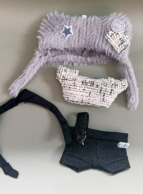 新品10cm棉花娃娃Y2K灰色机能风奶酷小猫10cm海星体娃娃又奶又酷