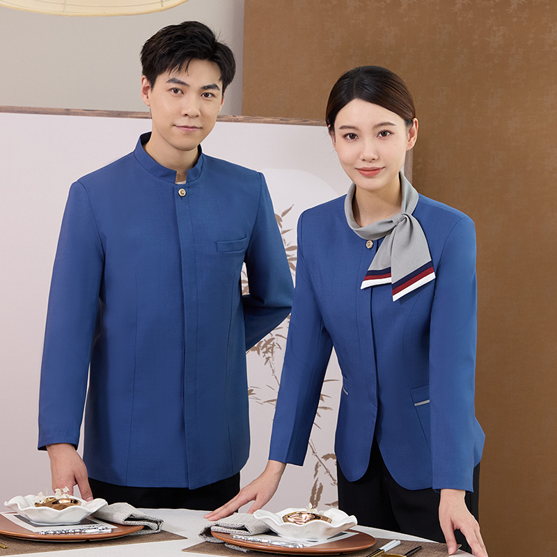 25亿珑秋冬新款空姐丝巾领酒店火锅店茶社中餐厅男女工作服大码