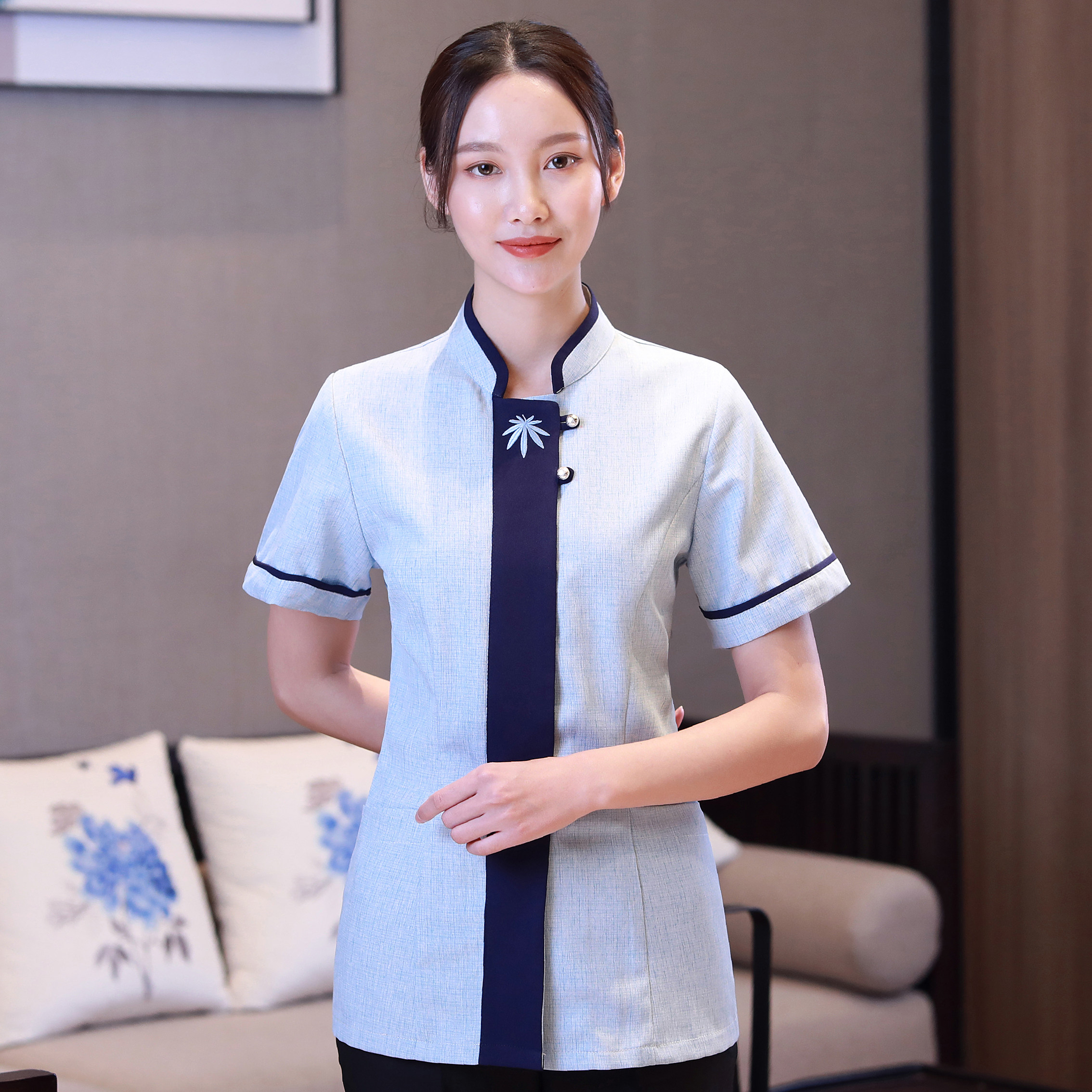 亿珑21酒店客房保洁服务员工作制服夏季短袖PA大码女