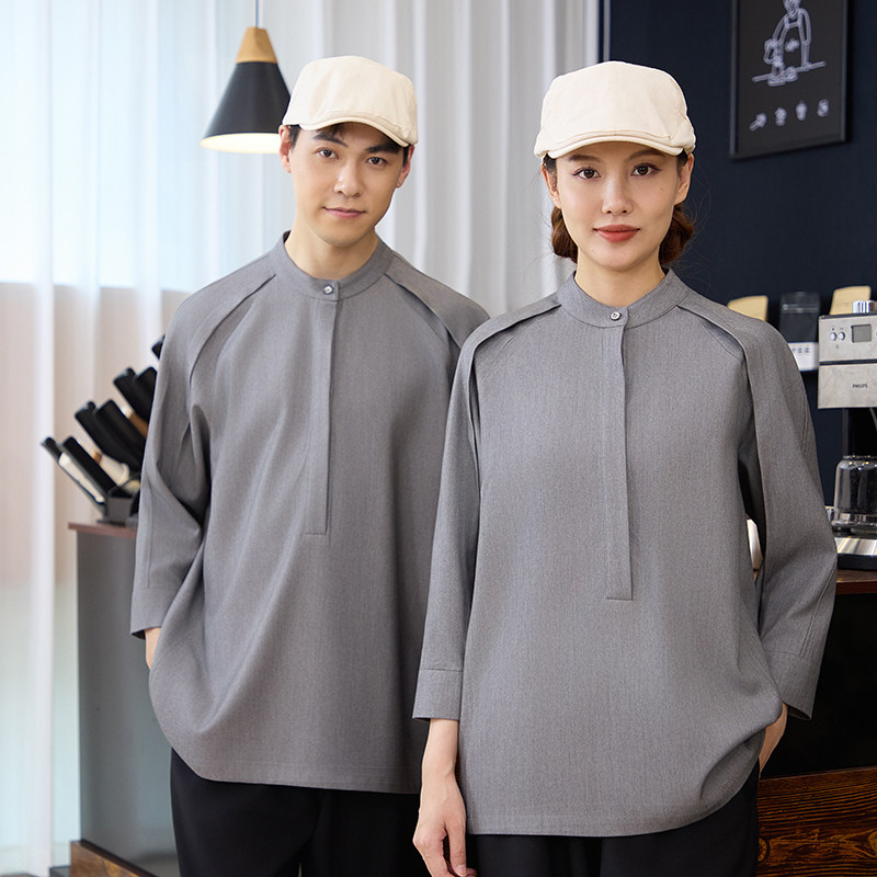 25亿珑秋冬新款插肩袖咖啡烘焙蛋糕房茶饮店工作制服休闲大气大码