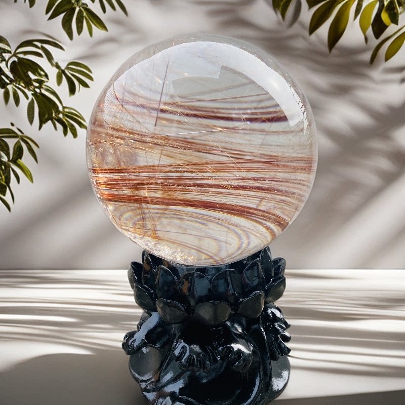 J71巴西天然紫红铜条发原石打磨晶体干净通透居家办公店铺摆件