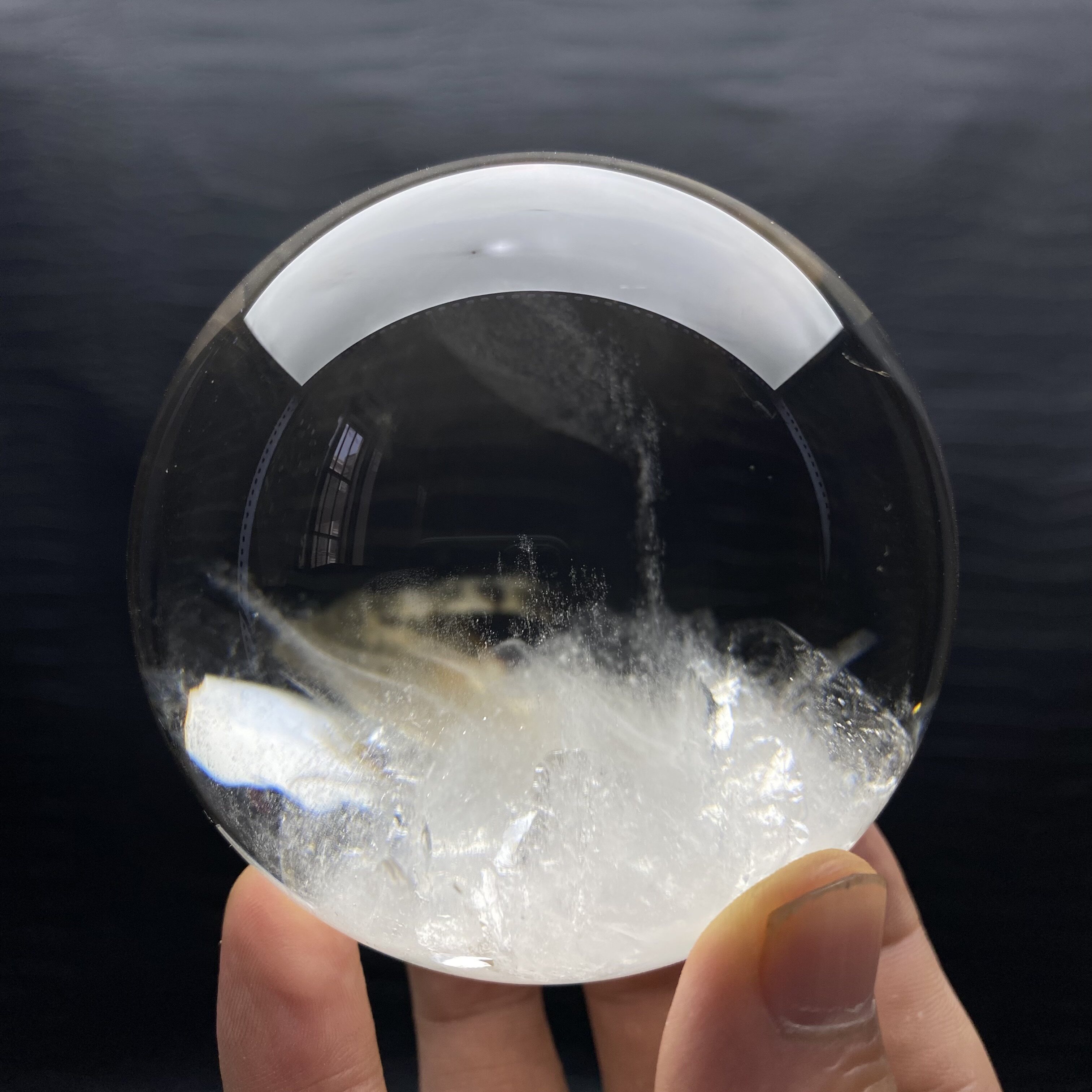 B10天然巴西意境飘棉山白水晶球原石打磨居家办公店铺摆件礼品