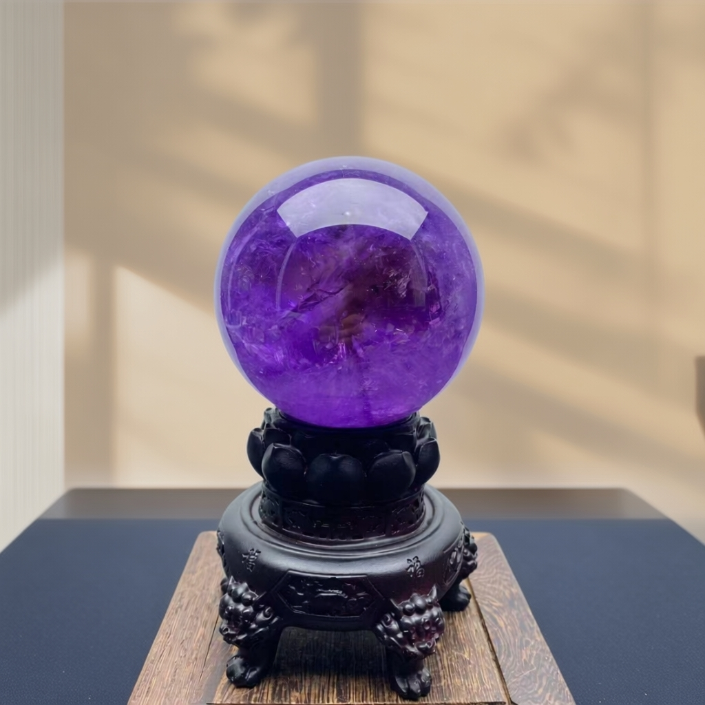 巴西天然紫罗兰紫水晶球原石打磨
