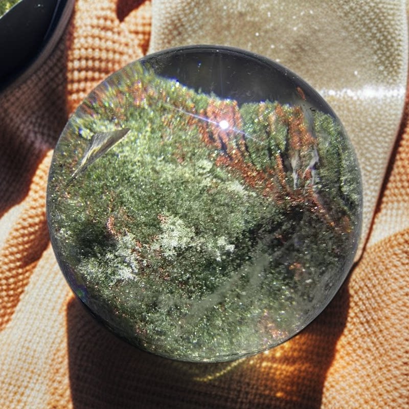 J21天然赞比亚四季幽灵红绿水晶球居家办公店铺摆件生日礼物礼品