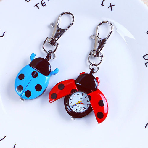 卡通钥匙扣怀表女孩瓢虫吊坠儿童