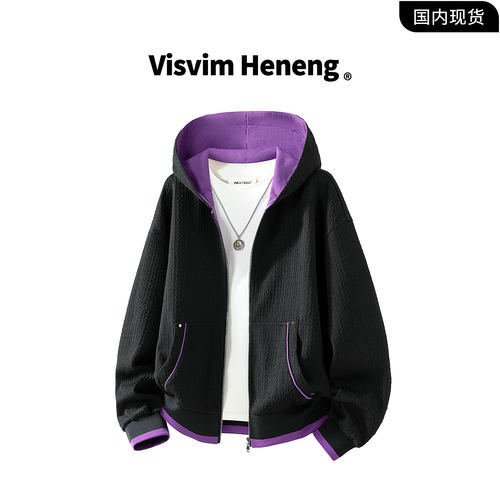 VISVIMHENENG华夫格卫衣开衫
