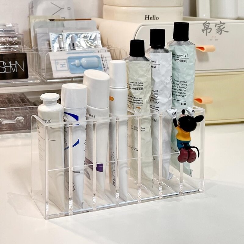 桌面护手霜收纳盒小样亚克力透明梳妆台洗面奶护肤品化妆品置物架