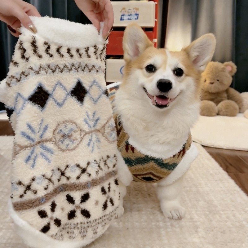 宠物狗狗衣服加绒保暖小中大型犬柯基柴犬腊肠金毛民族风冬天棉衣