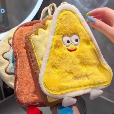 可爱挂式擦手巾加厚速干手布卫生间厨房吸水毛巾面巾手帕卡通抹布