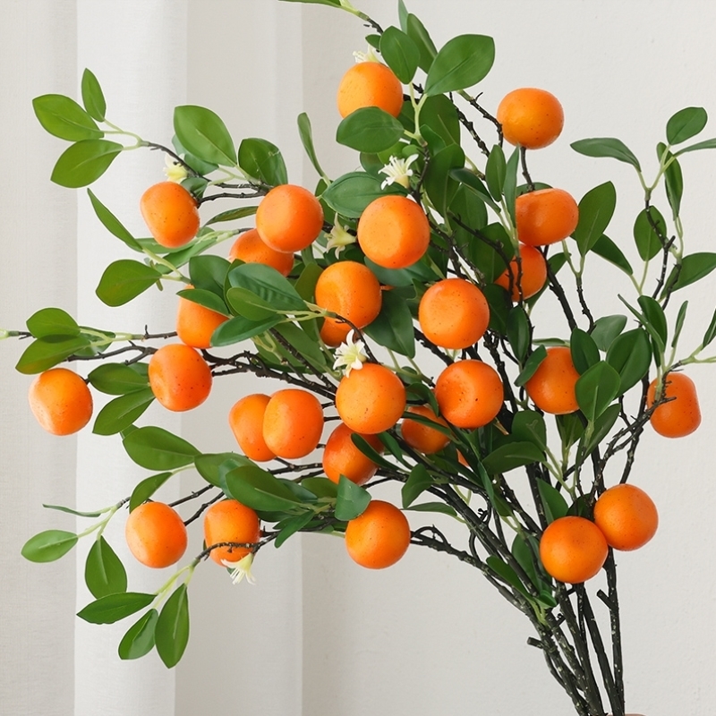 大吉大利橘子仿真花水果假花果树枝客厅餐桌插花过年装饰花艺摆件