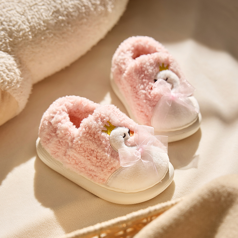 可爱儿童包跟棉鞋男童女孩秋冬季室内保暖加绒居家软底棉拖鞋xfml