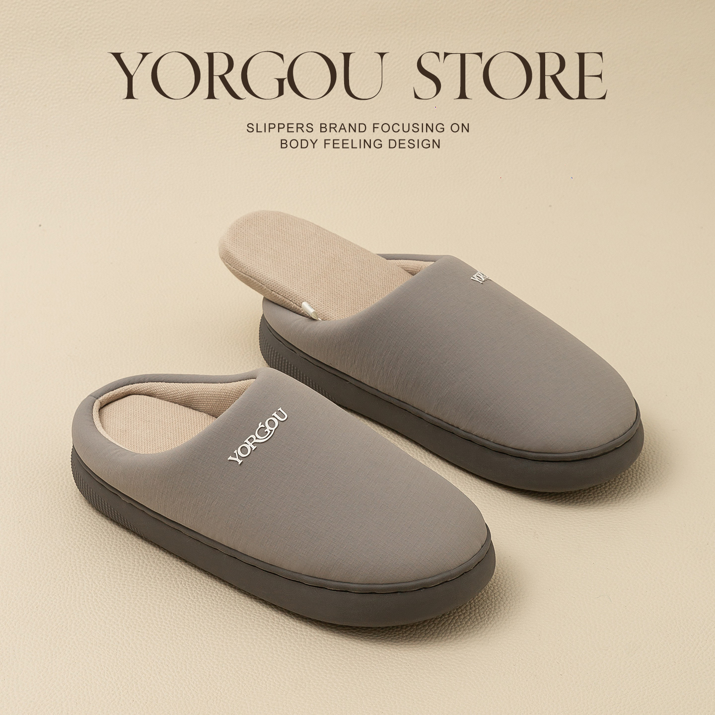 远港男式布艺软底棉拖鞋