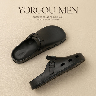 懒人一脚蹬无后跟勃肯鞋 远港男士 防滑2025新款 夏季 外穿 包头凉拖鞋