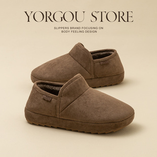 秋冬保暖厚底加绒家居室内棉拖鞋 冬天2025新款 女 男式 远港包跟棉鞋