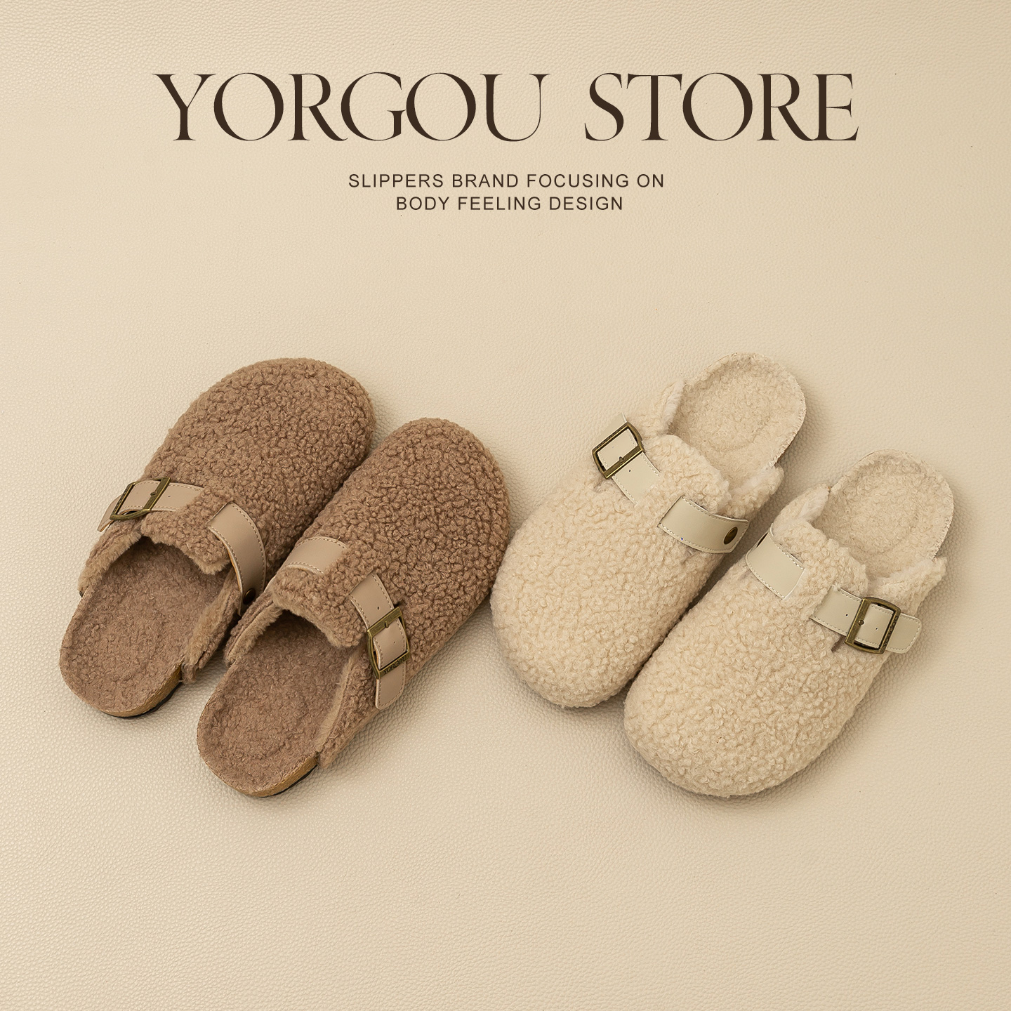 远港羊羔绒勃肯拖鞋秋冬天防滑